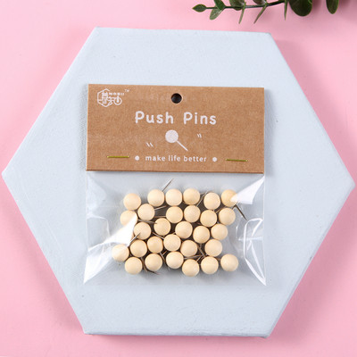 30 kom/pakiranje Uredski i školski pribor Drvene okrugle pribadače za crtanje Slatke ukrasne pribadače za kartu svijeta