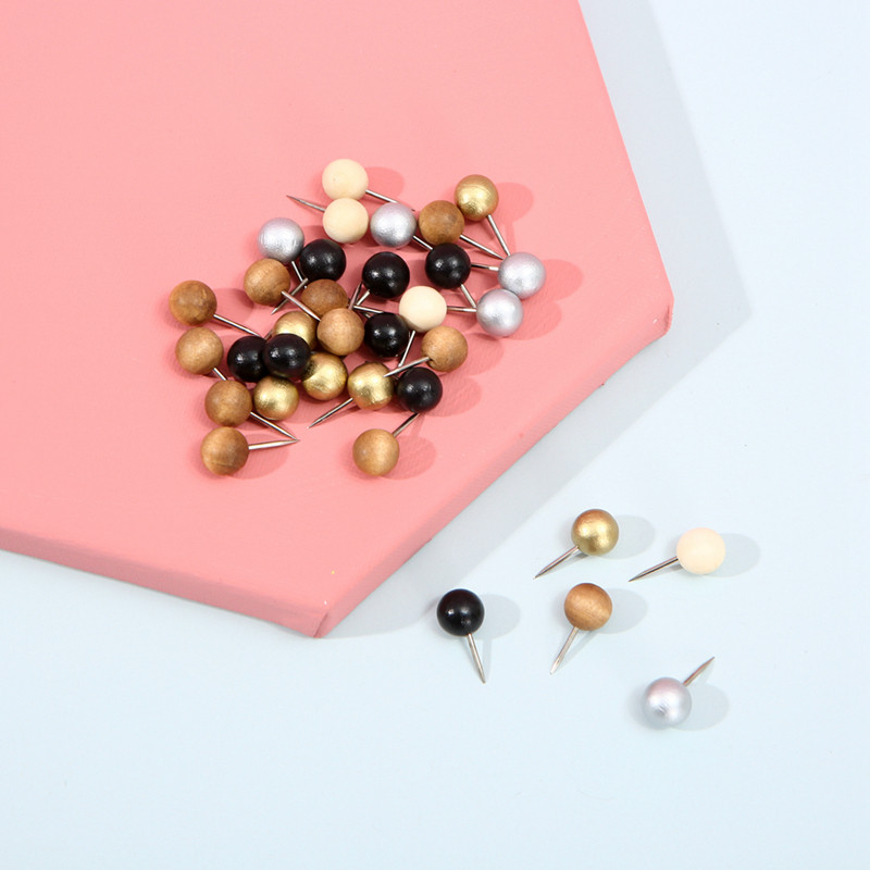 30 kom/pakiranje Uredski i školski pribor Drvene okrugle pribadače za crtanje Slatke ukrasne pribadače za kartu svijeta