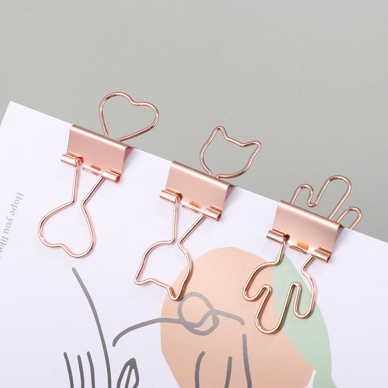 10 buc File Mini Book Cat Heart Cactus Paper Clips Metal Binder Clips Rechizite de birou