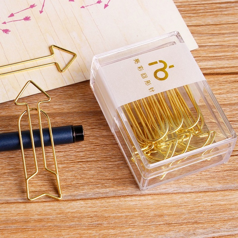 12Pcs/Paket Creative Arrow Planner Clip Uredski dodaci Zlatne boje Mini spajalice za papir Potrepštine za male tvrtke Stezaljke za papir