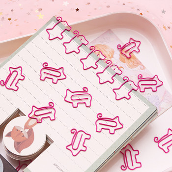 10Pc Mini Pink Pig Paper Clips Cute Animal Metal Paperclips Decorative Planner Bookmark for Book Stationery Σχολική προμήθεια γραφείου