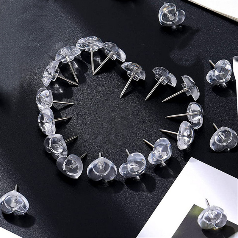 50db/100db doboz Szív alakú jelölők Rajz Fénykép Fali csapok Parafa tábla tűk Átlátszó nyomócsapok Fotó hüvelykujj térképek Thumbtack