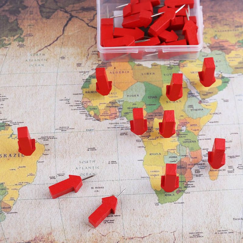 25/50 buc. Marcatori săgeți pentru hărți Știfturi din lemn Știfturi foto Știfturi pentru tablă de plută Chip PXPA