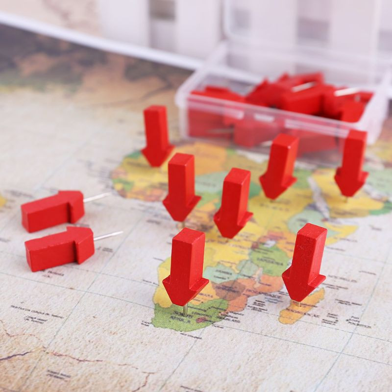 25/50 buc. Marcatori săgeți pentru hărți Știfturi din lemn Știfturi foto Știfturi pentru tablă de plută Chip PXPA