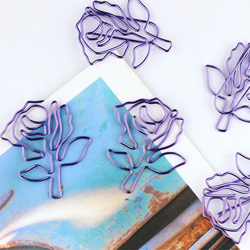 10/12 komada Metalne spajalice s cvijetom ruže Slatka oznaka za uvezivanje markera za knjige Foto Memo stezaljka Pribor za papir Školski pribor Kawaii