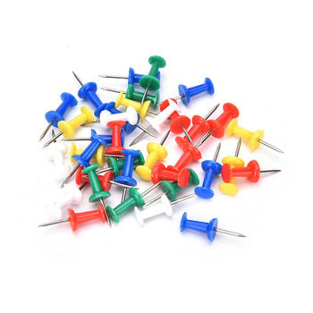 100Pcs Pushpin Thumbtack Pins Декоративен инструмент „Направи си сам“ за училище, домашен офис, стенни карти, снимки, табло за обяви (произволен цвят)