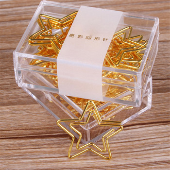 12 τεμ./Κουτί Kawaii Πέντε Αστέρι συνδετήρας χρυσός μεταλλικός σελιδοδείκτης Θήκη σημειώματος χαρτικά Κλιπ γραφείου Αξεσουάρ γραφείου