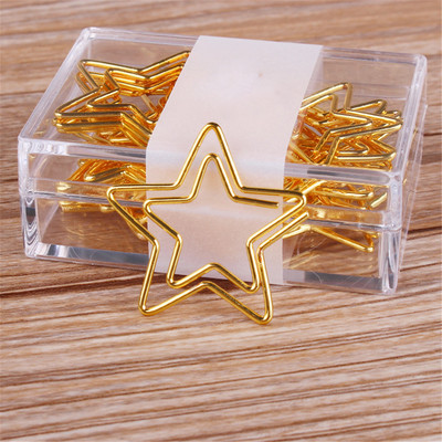 12kom/kutija Kawaii petokraka zvijezda Spajalica Zlatna metalna oznaka Držač za bilješke Uredska spajalica Uredski pribor