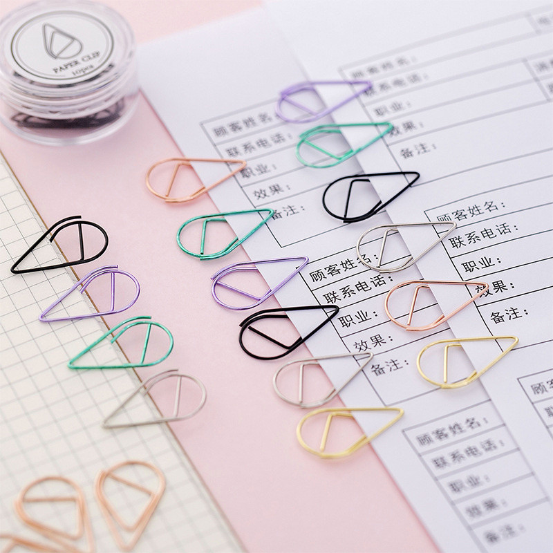 10 bucăți agrafă de hârtie drăguț Kawaii mic colorat apă de ploaie metal semn de carte binder clip marcaje rechizite școlare de birou 02626