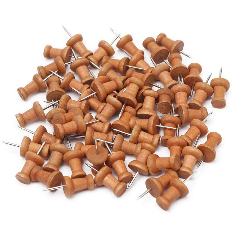 100 τμχ Επαγγελματικές ξύλινες καρφίτσες ώθησης Μαρκαδόροι χάρτη Σχέδιο φωτογραφιών καρφιά τοίχου Καρφίτσες σανίδας φελλού Thumbtack Pushpin Εργαλείο ζωγραφικής