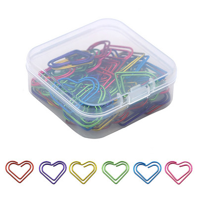 50 buc/cutie Semn de carte de inimă agrafă de hârtie decor decor de carte colorată note de decorare Binder Clip Papetarie Rechizite pentru studenți de birou
