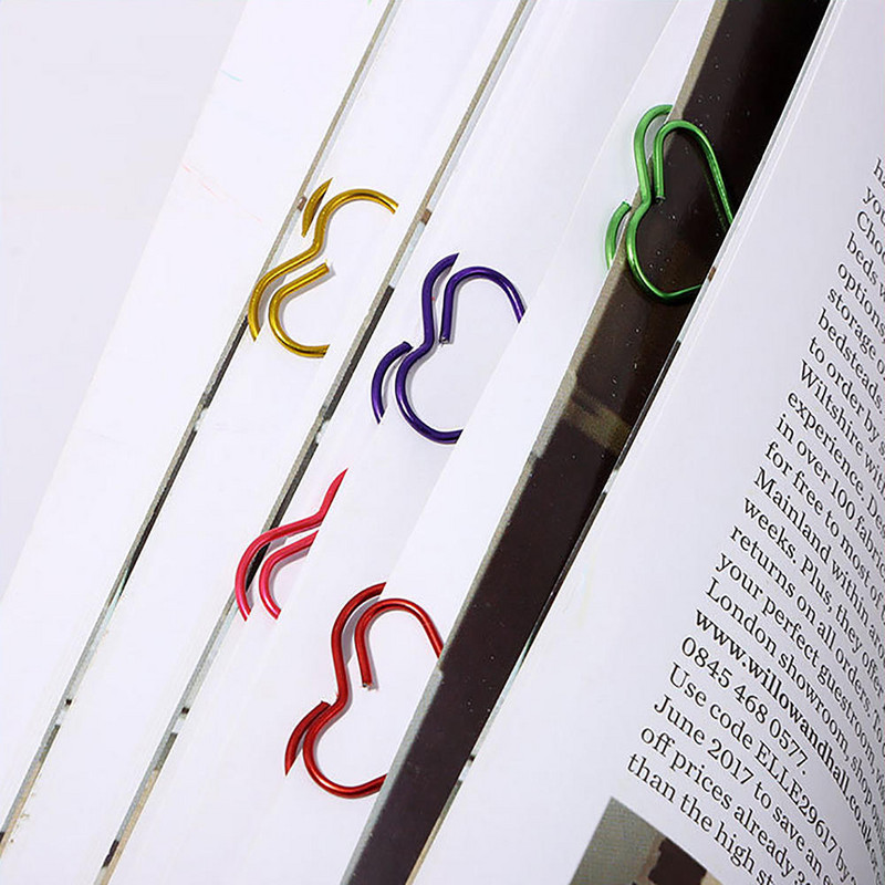 50 buc/cutie Semn de carte de inimă agrafă de hârtie decor decor de carte colorată note de decorare Binder Clip Papetarie Rechizite pentru studenți de birou