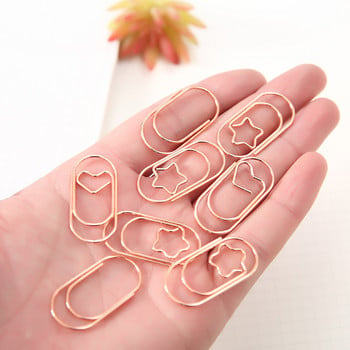 12Pcs/Box Creative Metal Simple Paper Clip Set Σελιδοδείκτες Office Bookmarks Binder Paperclips Planner Αξεσουάρ Χαρτικά