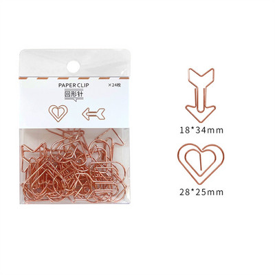 24 komada kreativnog posebnog oblika, spajalica za papir, razlika u boji, pozitivni metalni oblik oznake, studentski uredski pribor za pohranu.