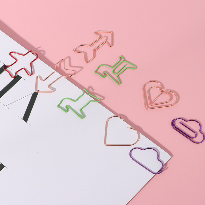 24 komada kreativnog posebnog oblika, spajalica za papir, razlika u boji, pozitivni metalni oblik oznake, studentski uredski pribor za pohranu.