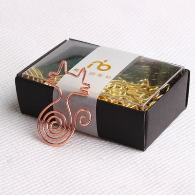 8Pcs/Box Slatka mačka Metalne spajalice Oznake knjiga Zlato Ružičasto zlato Stezaljka za vezivo za bilješke Kawaii pribor Školski uredski uvez