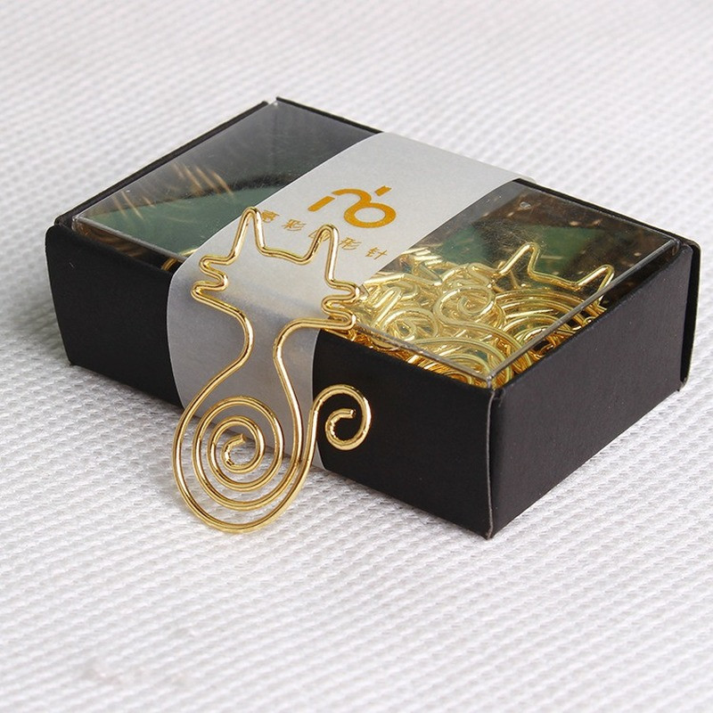 8Pcs/Box Slatka mačka Metalne spajalice Oznake knjiga Zlato Ružičasto zlato Stezaljka za vezivo za bilješke Kawaii pribor Školski uredski uvez