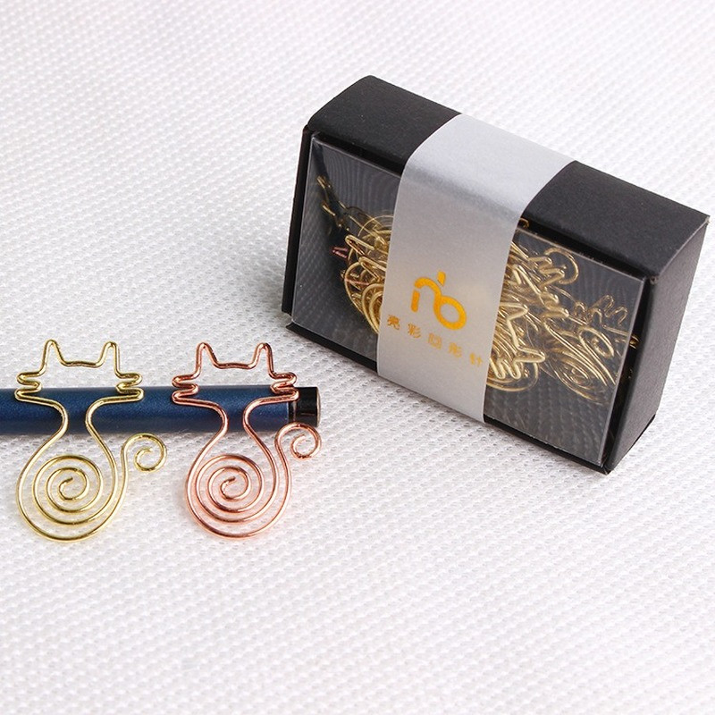 8Pcs/Box Slatka mačka Metalne spajalice Oznake knjiga Zlato Ružičasto zlato Stezaljka za vezivo za bilješke Kawaii pribor Školski uredski uvez