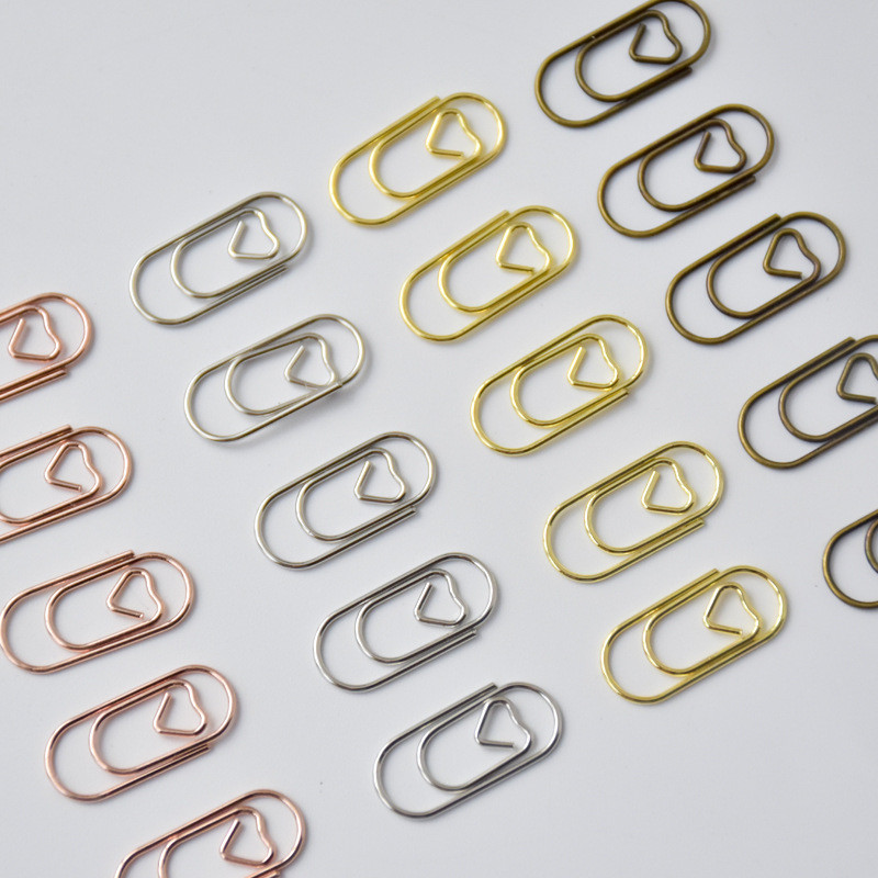 Mini segtukai Širdies aukso rožinio aukso spalvos sąvaržėlės rinkinys Žymė Segtuvų segtukai Raštinės reikmenys Mokykliniai reikmenys Biuro priedai