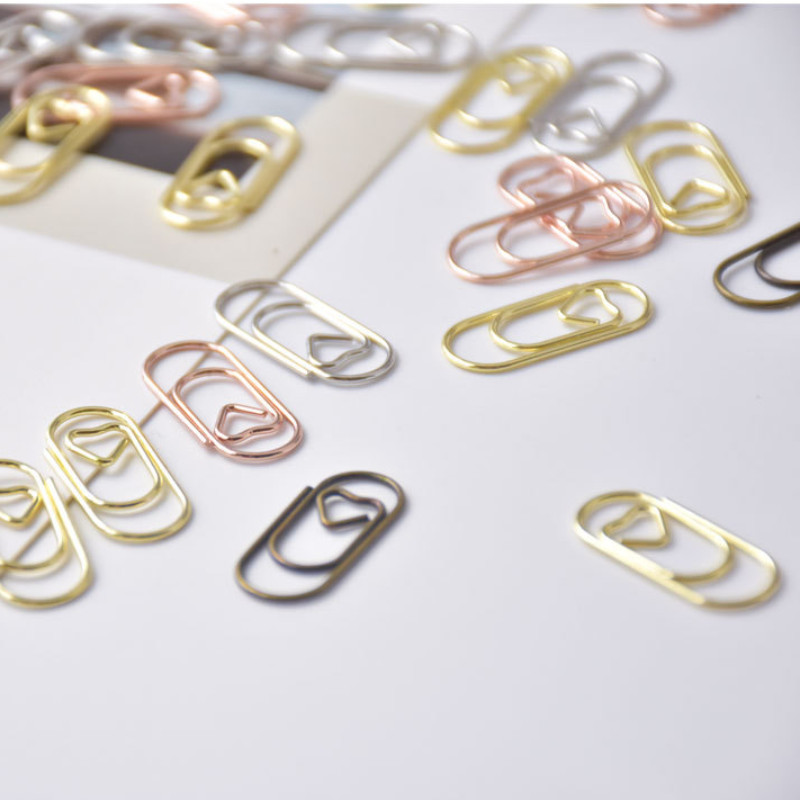 Mini segtukai Širdies aukso rožinio aukso spalvos sąvaržėlės rinkinys Žymė Segtuvų segtukai Raštinės reikmenys Mokykliniai reikmenys Biuro priedai