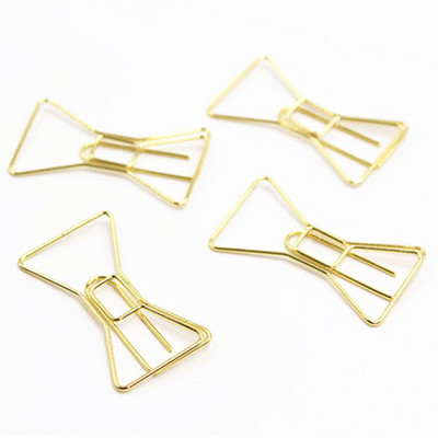2022 Сладки кламери Bookmark Gold Bow Clip Notebook Направи си сам аксесоари Щипка за книгоразделители Училищни метални щипки за хартия Канцеларски материали