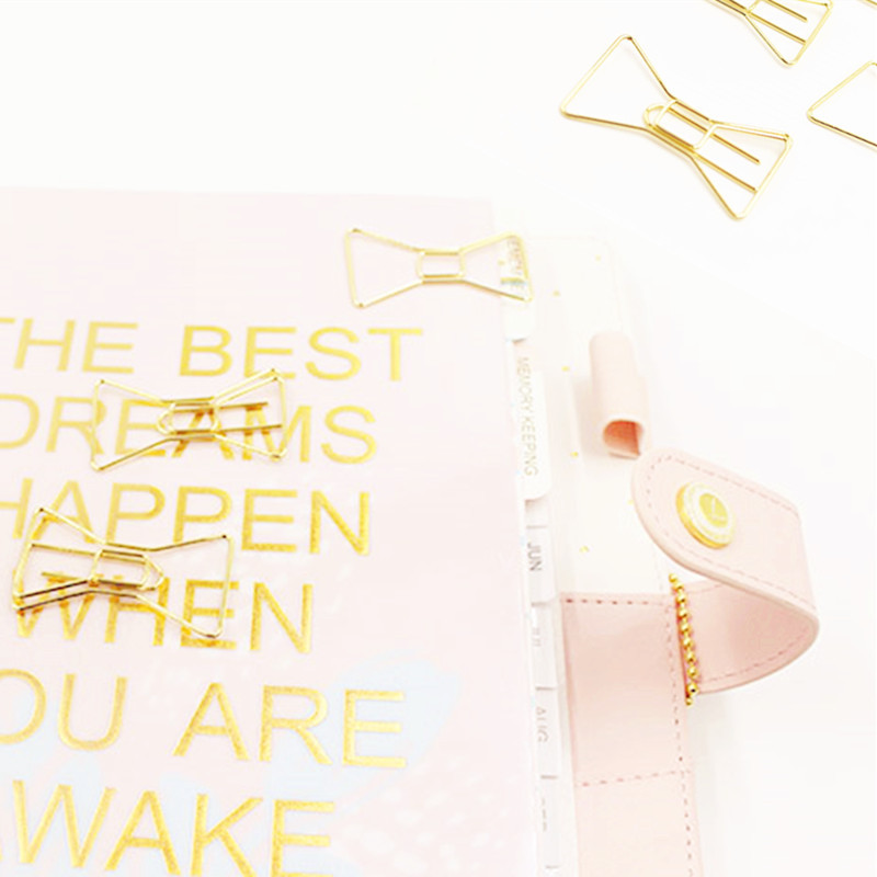 2022 Slatke spajalice za papir Zlatna mašna za oznake Bilježnica DIY dodaci Držač za knjige Stezaljka Školske metalne spajalice za papir Uredski materijal