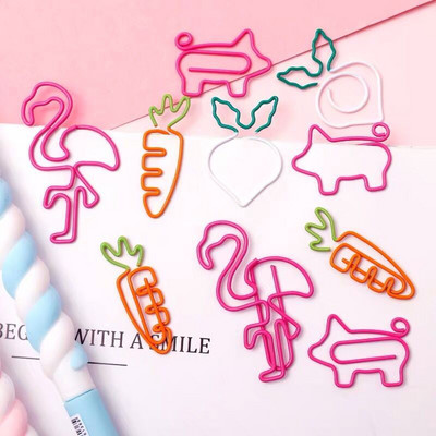 Sharkbang 10 τεμ./παρτίδα Kawaii Flamingo Carrot Μεταλλικό συνδετήρας Διακοσμητικός σελιδοδείκτης Φωτογραφία Μήνυμα Κάρτα συνδετήρας Σχολική γραφική ύλη