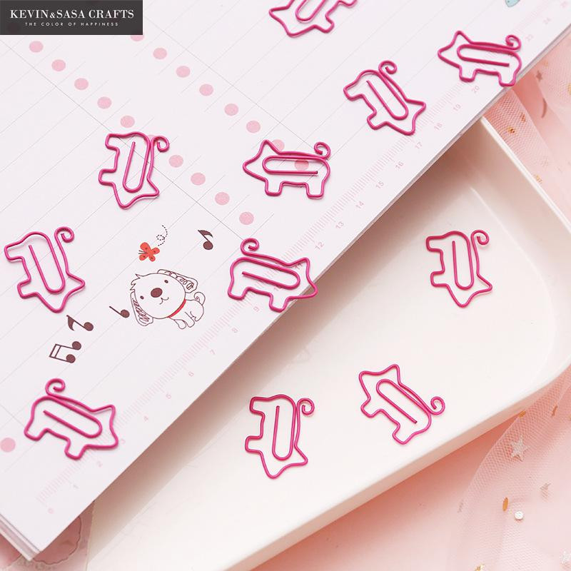 10kom/komplet štipaljki za svinje Set uredskog materijala Kvalitetan školski pribor za učenike Uredski dodaci Ružičaste kopče za oznake