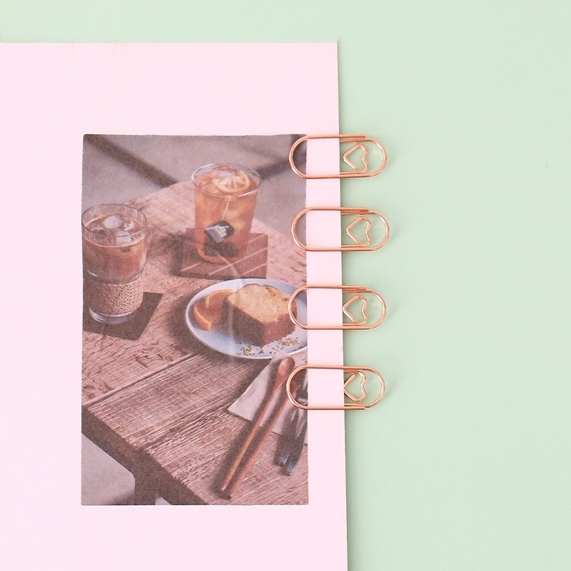 50kom/vreći Mini Heart Gold Rose Boja Clip Binder Knjižna oznaka Uredski pribor Papir s Patchwork