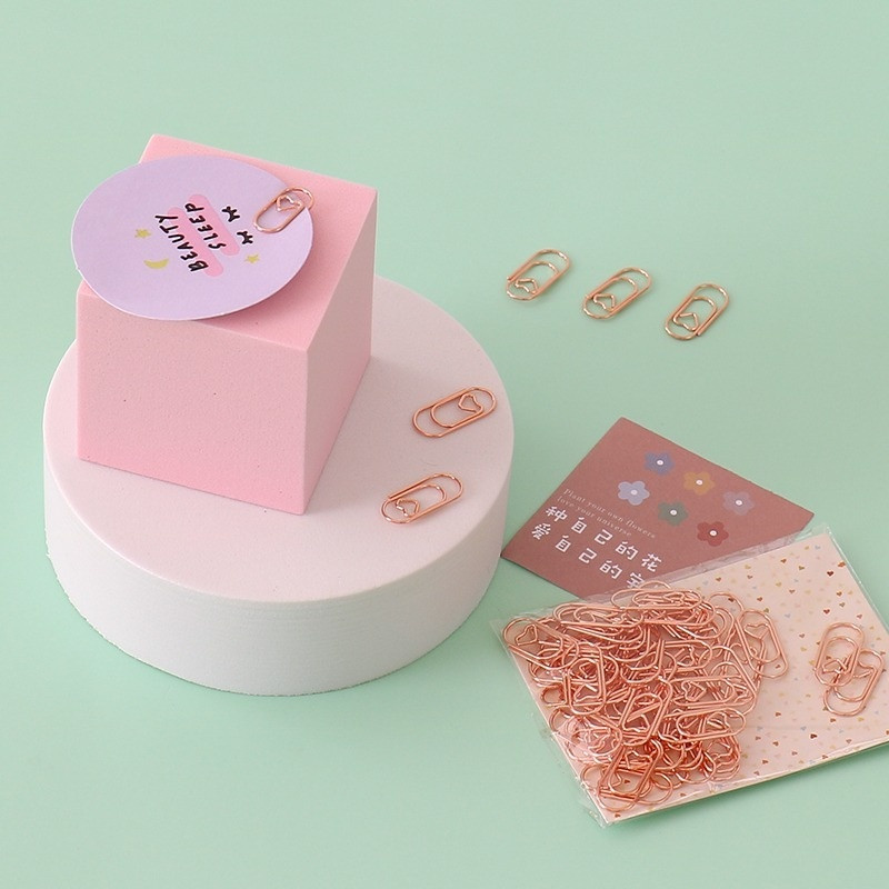 50kom/vreći Mini Heart Gold Rose Boja Clip Binder Knjižna oznaka Uredski pribor Papir s Patchwork