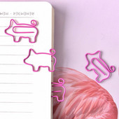 Ružičasta svinjska spajalica za papire Školski uredski pribor 4kom/partija 20kom/partija Poklon papirnati materijal Kreativne metalne kopče za oznake