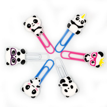 6 бр. Kawaii Dinosaur Panda Shape PVC Метални кламери Мини животински отметка Снимка Съобщение Мемо клипове Консумативи за канцеларски материали Подаръци