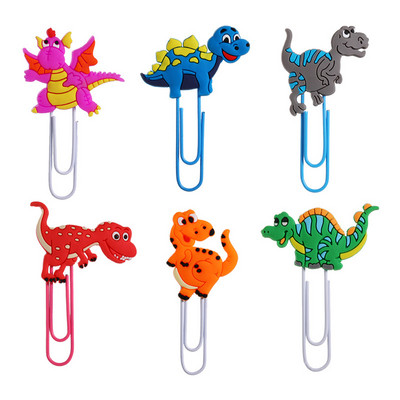 6 τεμ. Kawaii Dinosaur Panda Σχήμα PVC Μεταλλικά κλιπ Μίνι Ζώο σελιδοδείκτης Φωτογραφικό Μήνυμα Υπόμνημα Κλιπ Χαρτικά Δώρα