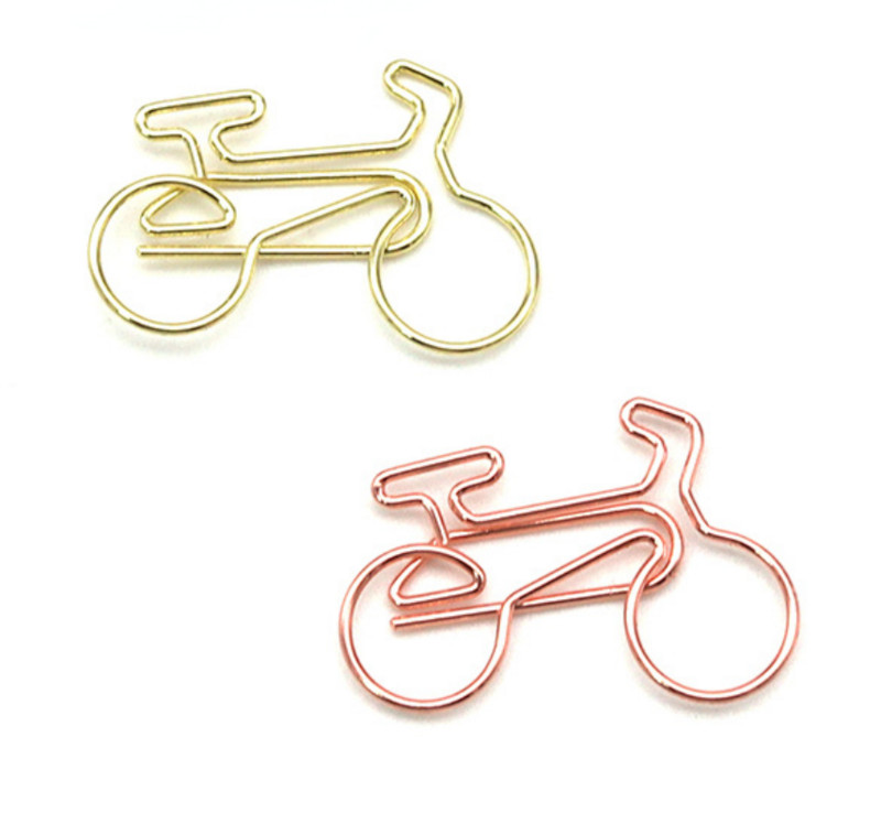 20 τεμ/τσάντα Δημιουργικό ποδήλατο σε σχήμα χρυσού συνδετήρα μεταλλικό κλιπ Διακόσμηση κινουμένων σχεδίων σελιδοδείκτης γραφική ύλη για μαθητή