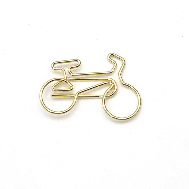 20 τεμ/τσάντα Δημιουργικό ποδήλατο σε σχήμα χρυσού συνδετήρα μεταλλικό κλιπ Διακόσμηση κινουμένων σχεδίων σελιδοδείκτης γραφική ύλη για μαθητή