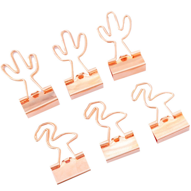 4 buc/pachet Agrafă coadă lungă aur roz Flamingo Agrafă coadă de rândunică Cactus Agrafe pentru hârtie Mobilier Bureau Student Material Profesor Oficina