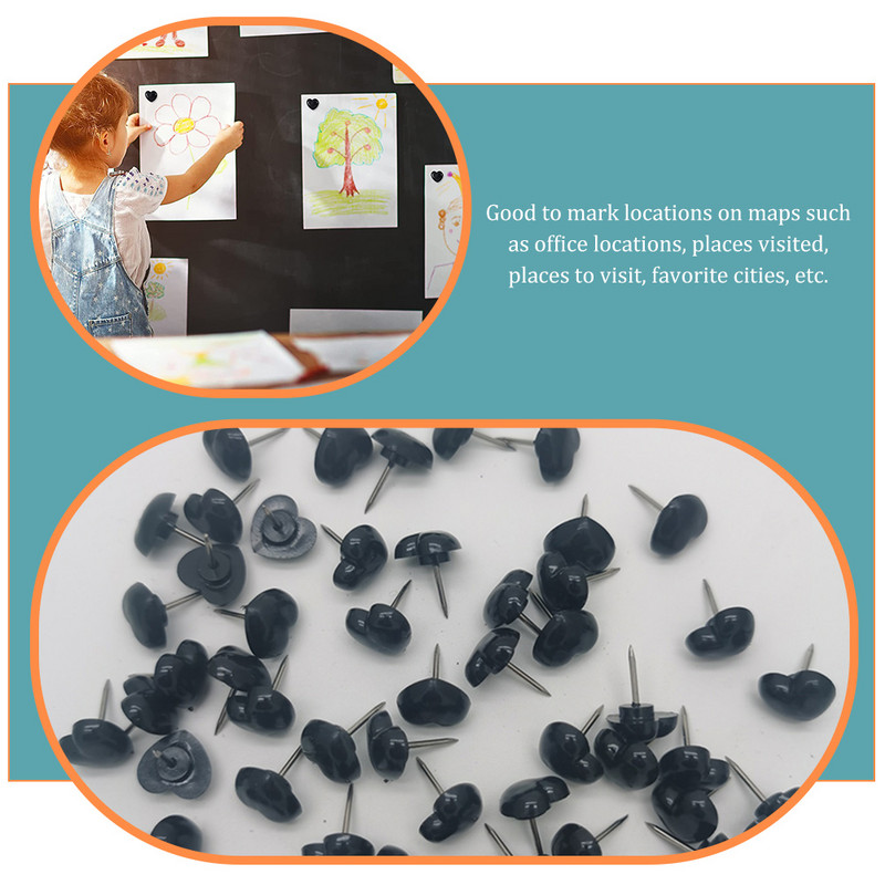 Pöidlad surunõelaga kaetud aksessuaarid Kaarditarvikud Südamekujulised pöidlad, mustad seinakinnitused Fotod