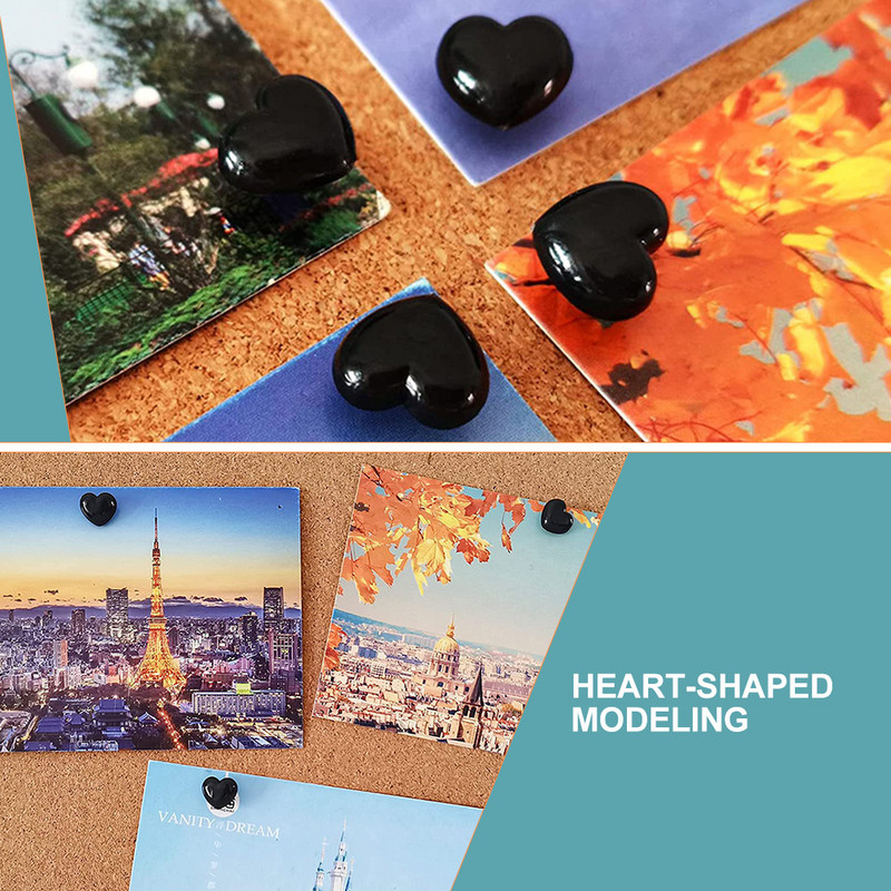 Pöidlad surunõelaga kaetud aksessuaarid Kaarditarvikud Südamekujulised pöidlad, mustad seinakinnitused Fotod