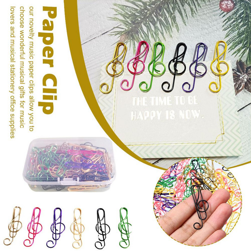 50 kom/kutija Šarene spajalice u obliku glazbene note Ukrasni šareni dekor za uredski pribor Spajalica za papir