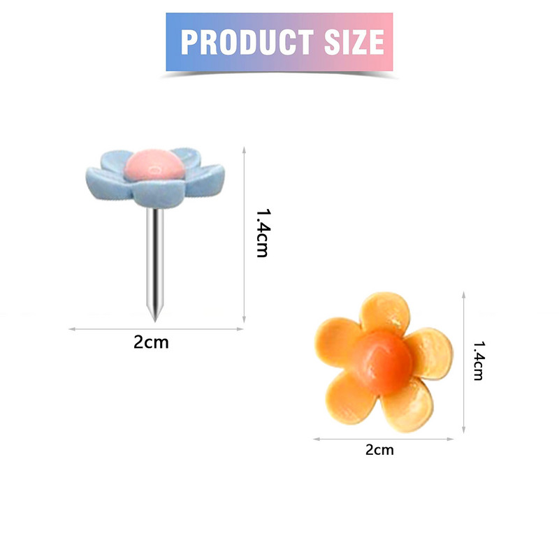 30 kom/kutija Raznobojni smolasti cvjetovi, igle, uredske igle, oglasne ploče, igle, igle za guranje dekoracije ormarića, stolni dodaci