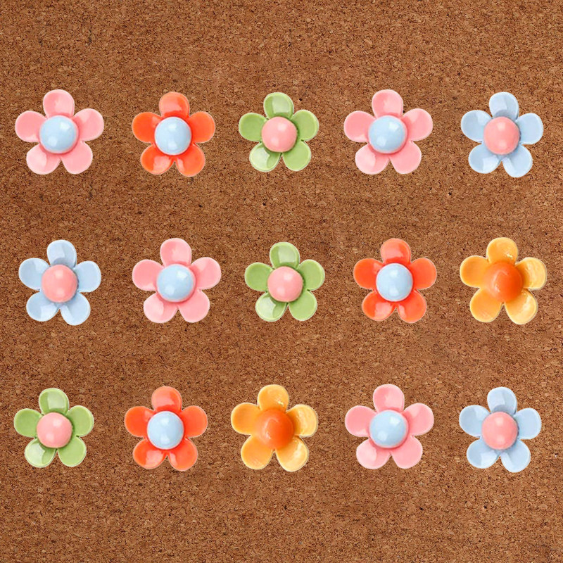 30 kom/kutija Raznobojni smolasti cvjetovi, igle, uredske igle, oglasne ploče, igle, igle za guranje dekoracije ormarića, stolni dodaci