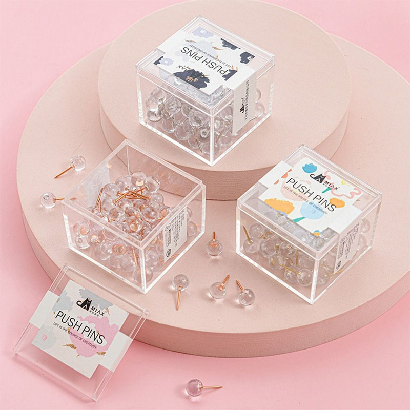 70/100kom/kutija Prozirne kuglice igle za guranje palac igle za pločice za crtanje fotografija Zidne igle Uredski školski pribor