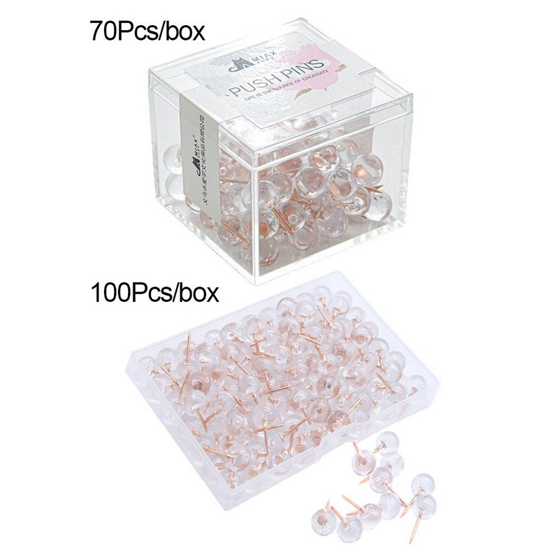 70/100kom/kutija Prozirne kuglice igle za guranje palac igle za pločice za crtanje fotografija Zidne igle Uredski školski pribor