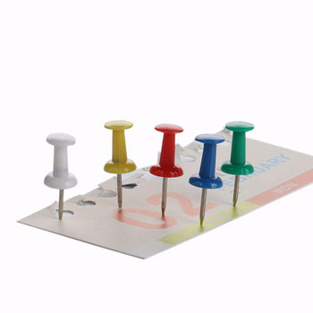 100Pcs Pushpin Thumbtack Pins Декоративен инструмент „Направи си сам“ за училище, домашен офис, стенни карти, снимки, табло за обяви (произволен цвят)