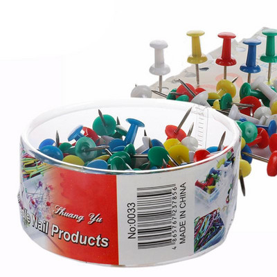 100 kom. igle za pribadače ukrasni DIY alat za školu kućni ured zidne karte fotografije oglasna ploča (nasumične boje)