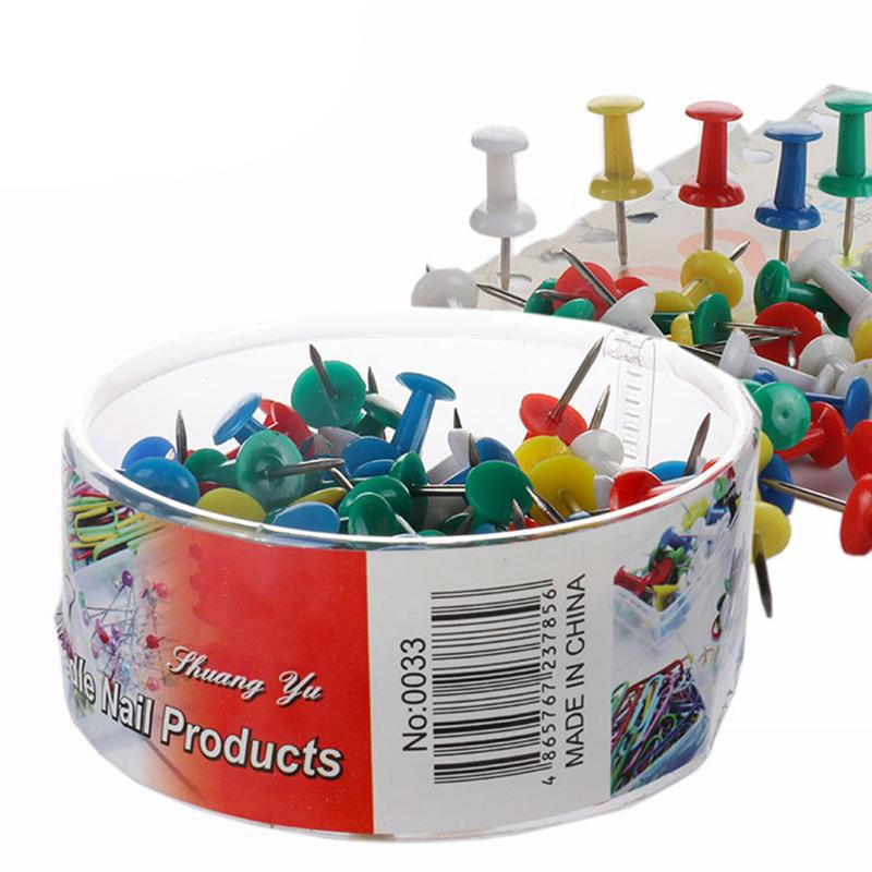 100 kom. igle za pribadače ukrasni DIY alat za školu kućni ured zidne karte fotografije oglasna ploča (nasumične boje)