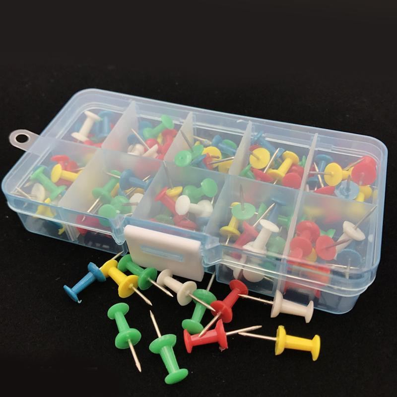 100 kom. igle za pribadače ukrasni DIY alat za školu kućni ured zidne karte fotografije oglasna ploča (nasumične boje)