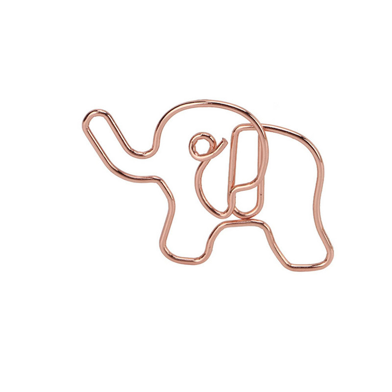 20 buc Agrafă de hârtie din aur roz drăguț în formă de elefant foto carte poștală Suport bilet pentru mesaje Papetarie Rechizite școlare Semne de carte
