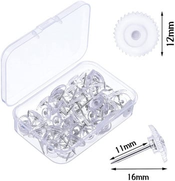 MOGII 50Pcs Σχολικό Γραφείο Thumb Tacks Διακοσμητικές καρφίτσες σχεδίασης Διαφανή κουμπιά επιστολόχαρτου Πλαστικές κεφαλές κεφαλής για σανίδα φελλού