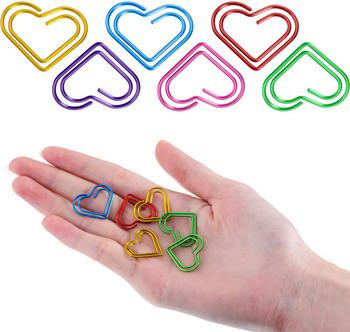 48 части Многоцветни кламери Метални кламери за училищни офис консумативи Форма на сърце